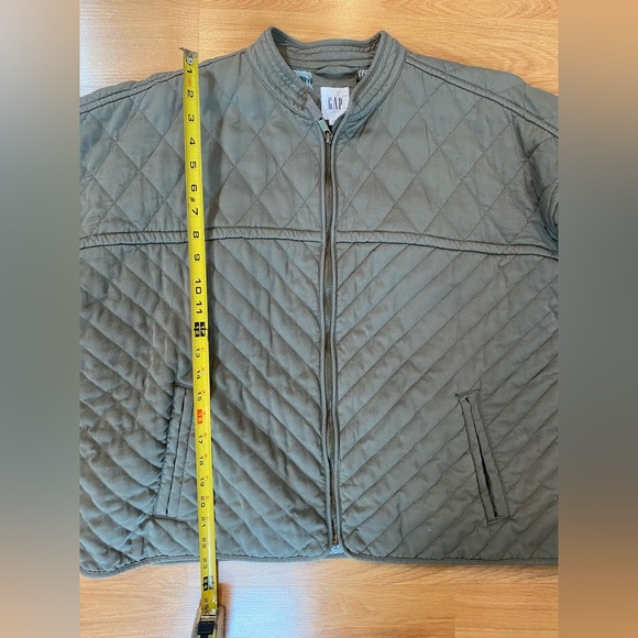 Gap Army Green Quilted Zip Jacket with Side Pockets Size XL Tall - Picture 9 of 9